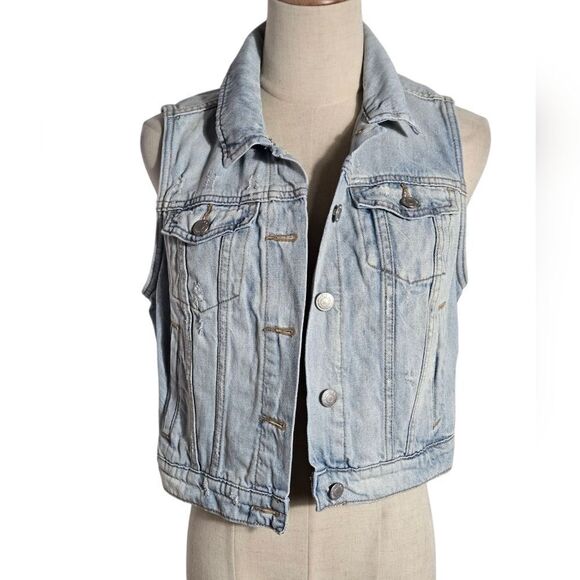 Old Navy Distressed Denim Vest or Top - Picture 1 of 7